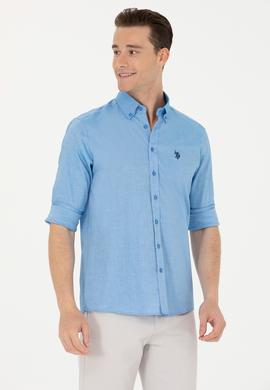 Erkek Saks Uzun Kollu Basic Gömlek - 50263049051