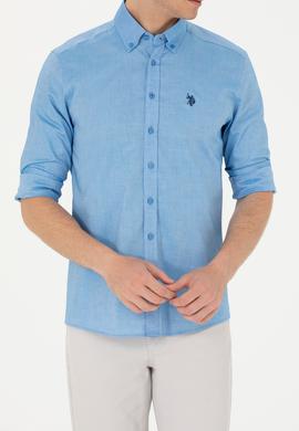 Erkek Saks Uzun Kollu Basic Gömlek - 50263049051