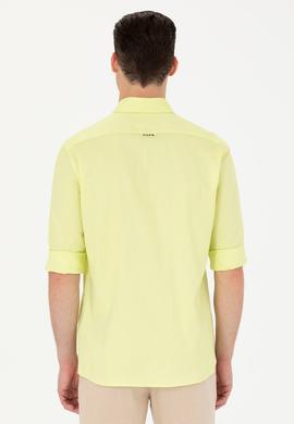 Erkek Neon Sarı Uzun Kollu Basic Gömlek - 50263049087