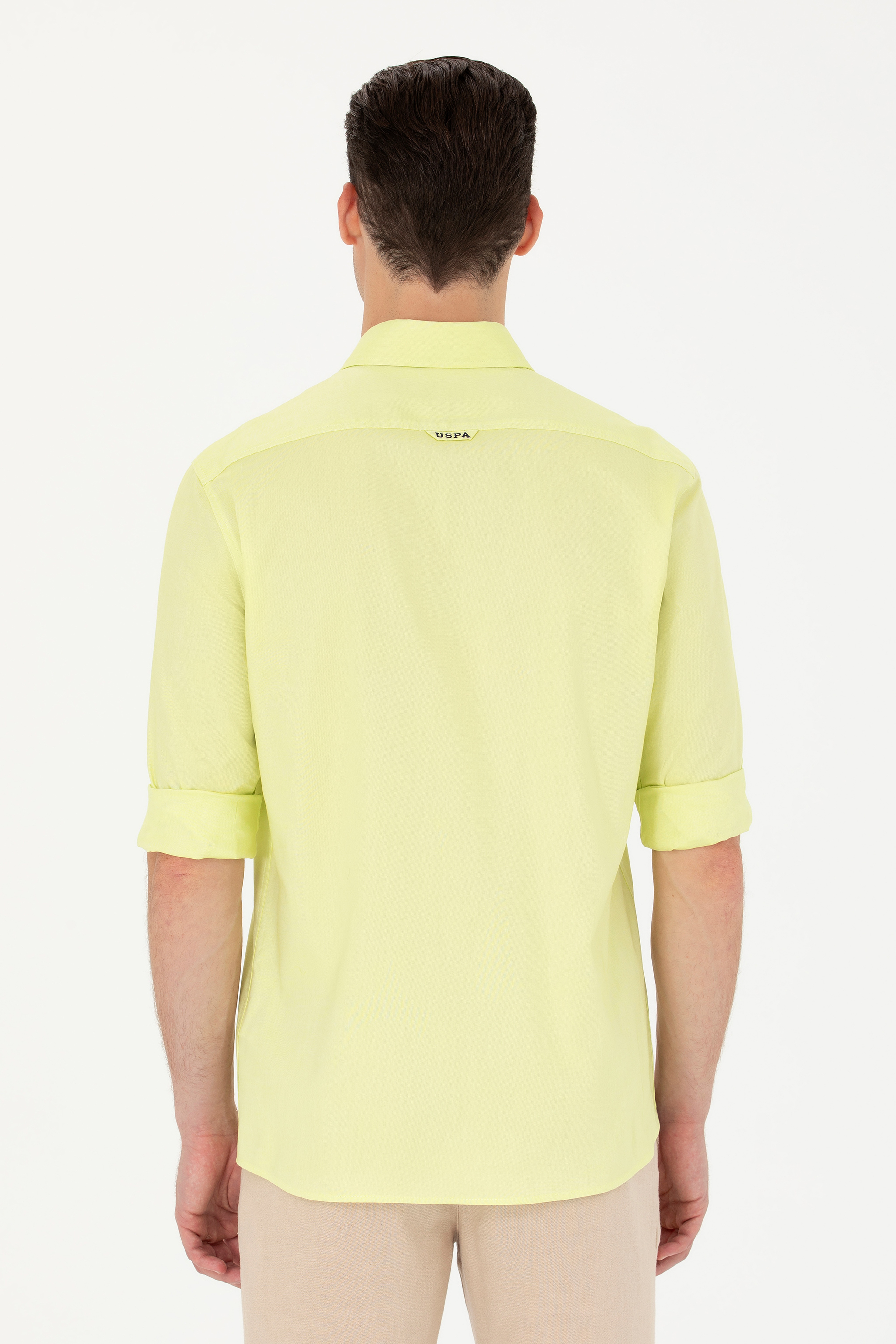Erkek Neon Sarı Uzun Kollu Basic Gömlek