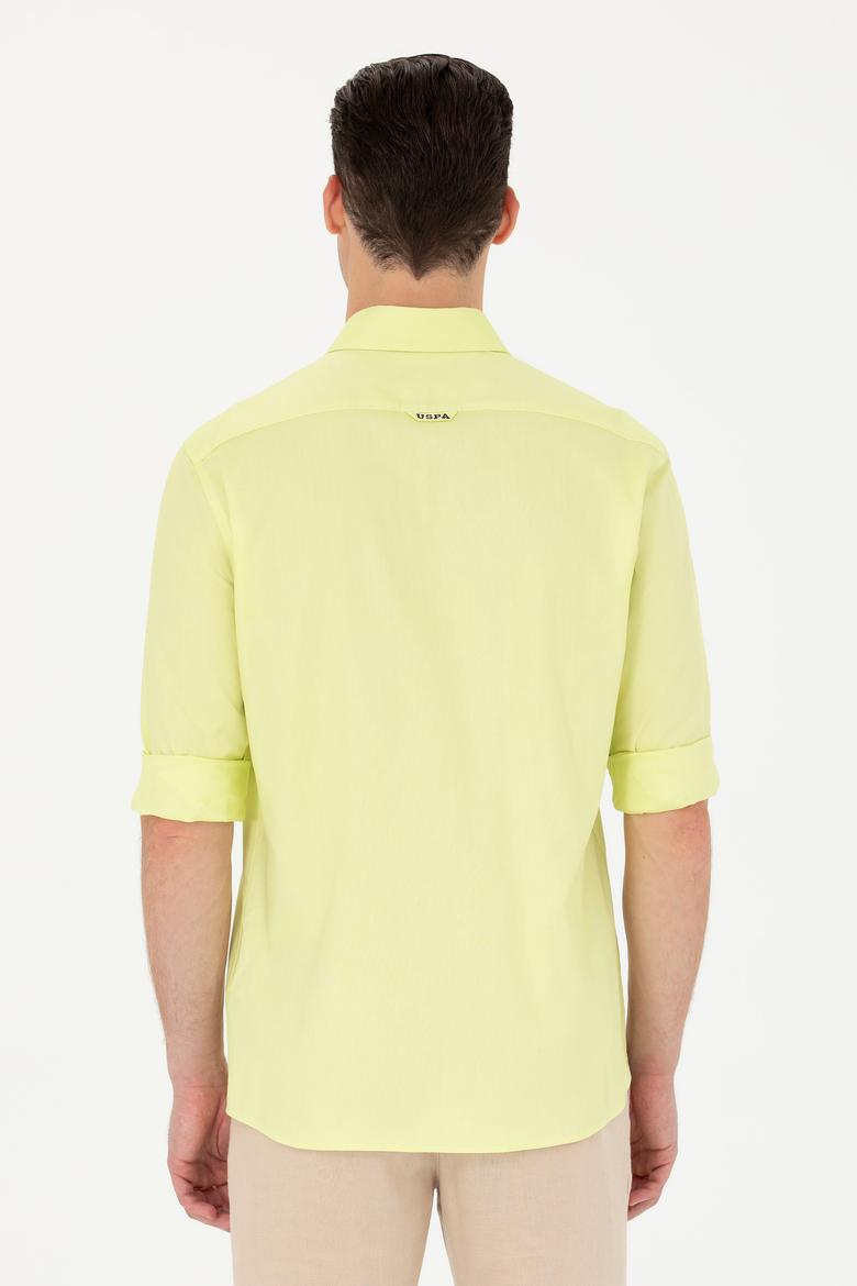 Erkek Neon Sarı Uzun Kollu Basic Gömlek - 50263049087