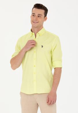 Erkek Neon Sarı Uzun Kollu Basic Gömlek - 50263049087