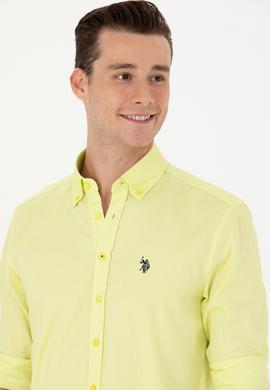 Erkek Neon Sarı Uzun Kollu Basic Gömlek - 50263049087