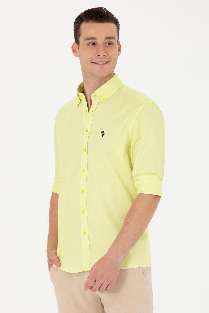 Erkek Neon Sarı Uzun Kollu Basic Gömlek
