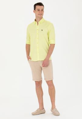 Erkek Neon Sarı Uzun Kollu Basic Gömlek - 50263049087