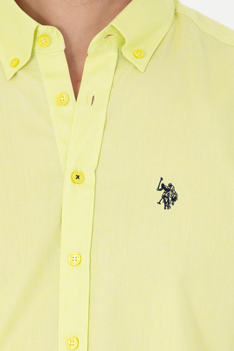 Erkek Neon Sarı Uzun Kollu Basic Gömlek - 50263049087