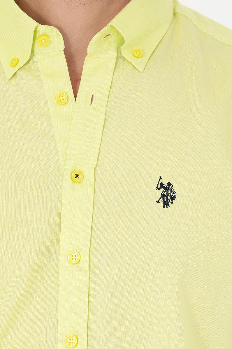 Erkek Neon Sarı Uzun Kollu Basic Gömlek