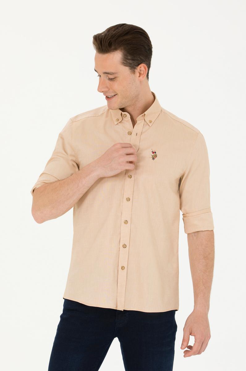 Erkek Camel Uzun Kollu Basic Gömlek