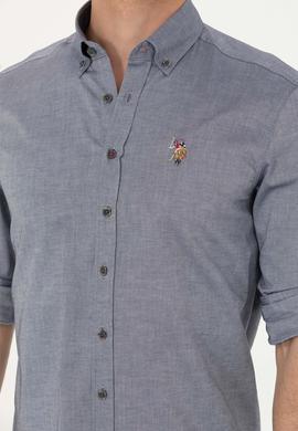 Erkek Lacivert Melanj Uzun Kollu Basic Gömlek - 50263100153