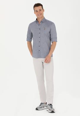 Erkek Lacivert Melanj Uzun Kollu Basic Gömlek - 50263100153