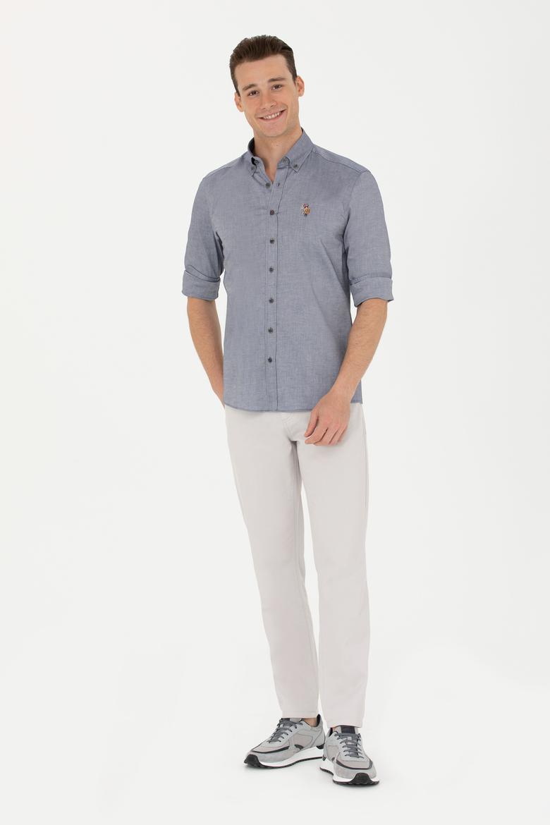 Erkek Lacivert Melanj Uzun Kollu Basic Gömlek - 50263100153