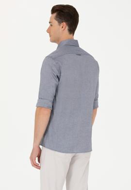 Erkek Lacivert Melanj Uzun Kollu Basic Gömlek - 50263100153