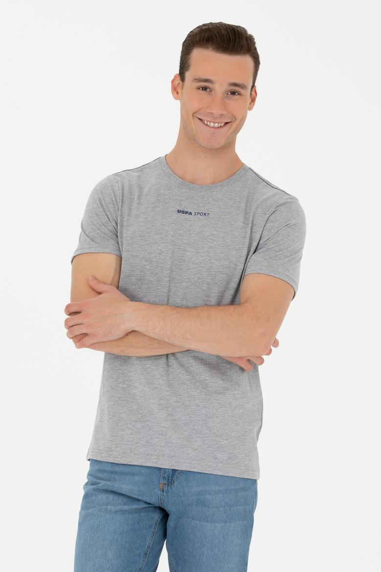 Erkek Regular Fit Bisiklet Yaka Gri Melanj Tişört - 50263259034