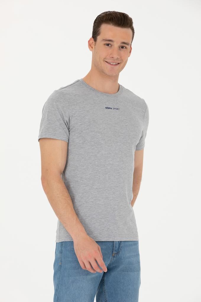 Erkek Regular Fit Bisiklet Yaka Gri Melanj Tişört