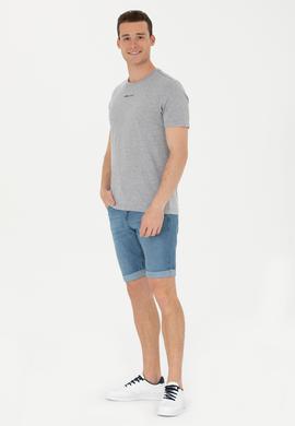 Erkek Regular Fit Bisiklet Yaka Gri Melanj Tişört - 50263259034