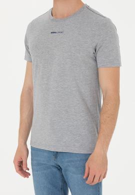 Erkek Regular Fit Bisiklet Yaka Gri Melanj Tişört - 50263259034