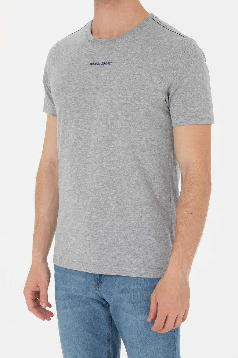 Erkek Regular Fit Bisiklet Yaka Gri Melanj Tişört - 50263259034