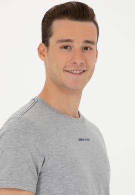 Erkek Regular Fit Bisiklet Yaka Gri Melanj Tişört - 50263259034