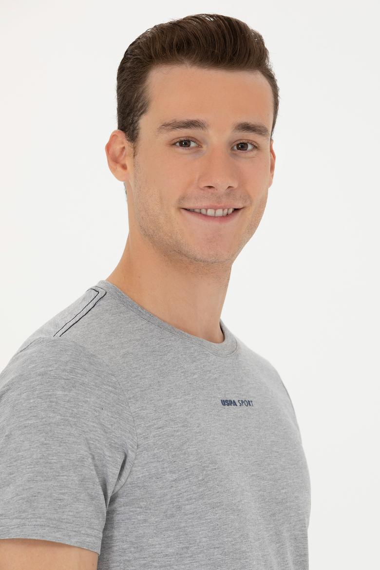 Erkek Regular Fit Bisiklet Yaka Gri Melanj Tişört - 50263259034