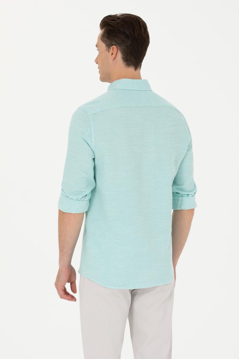 Erkek Su Yeşili Uzun Kollu Gömlek - 50263524028