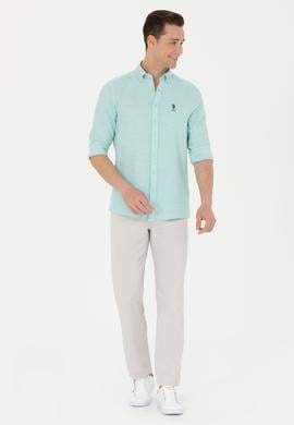 Erkek Su Yeşili Uzun Kollu Gömlek - 50263524028