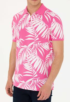 Erkek Regular Fit Polo Yaka Pembe Tişört - 50263533044