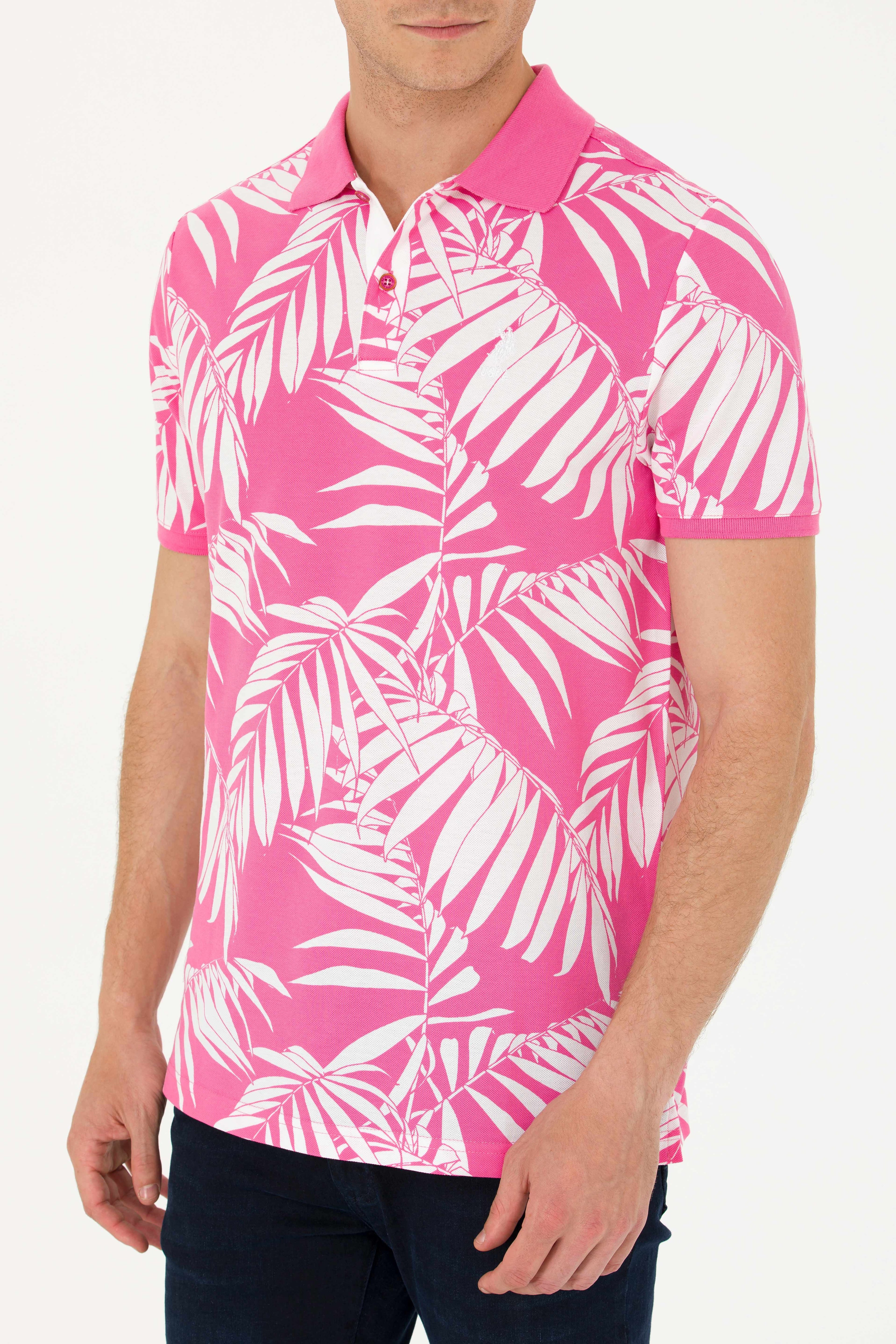 Erkek Regular Fit Polo Yaka Pembe Tişört - Image 6