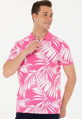 Erkek Regular Fit Polo Yaka Pembe Tişört - 50263533044