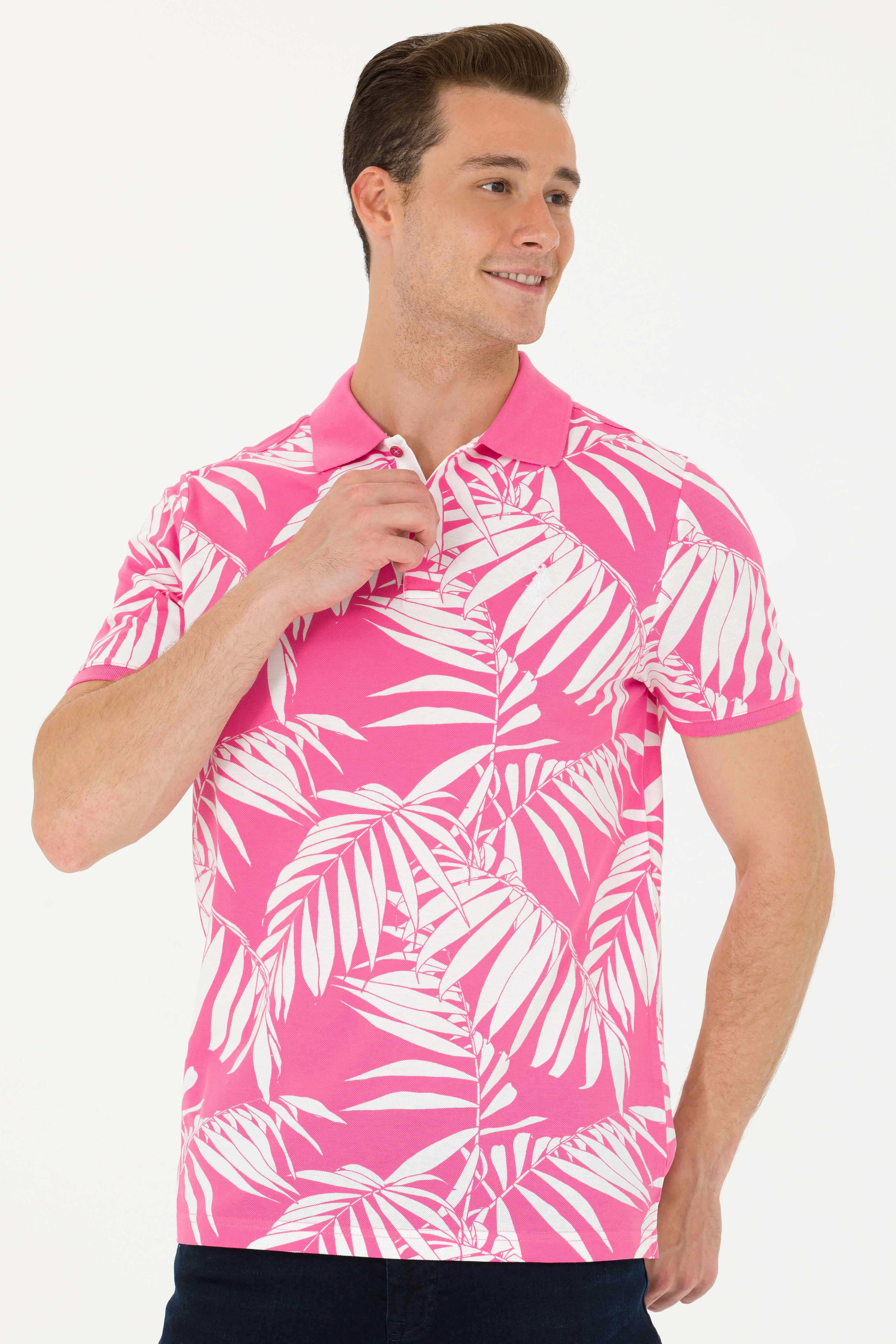 Erkek Regular Fit Polo Yaka Pembe Tişört