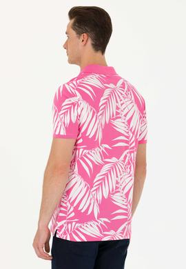 Erkek Regular Fit Polo Yaka Pembe Tişört - 50263533044