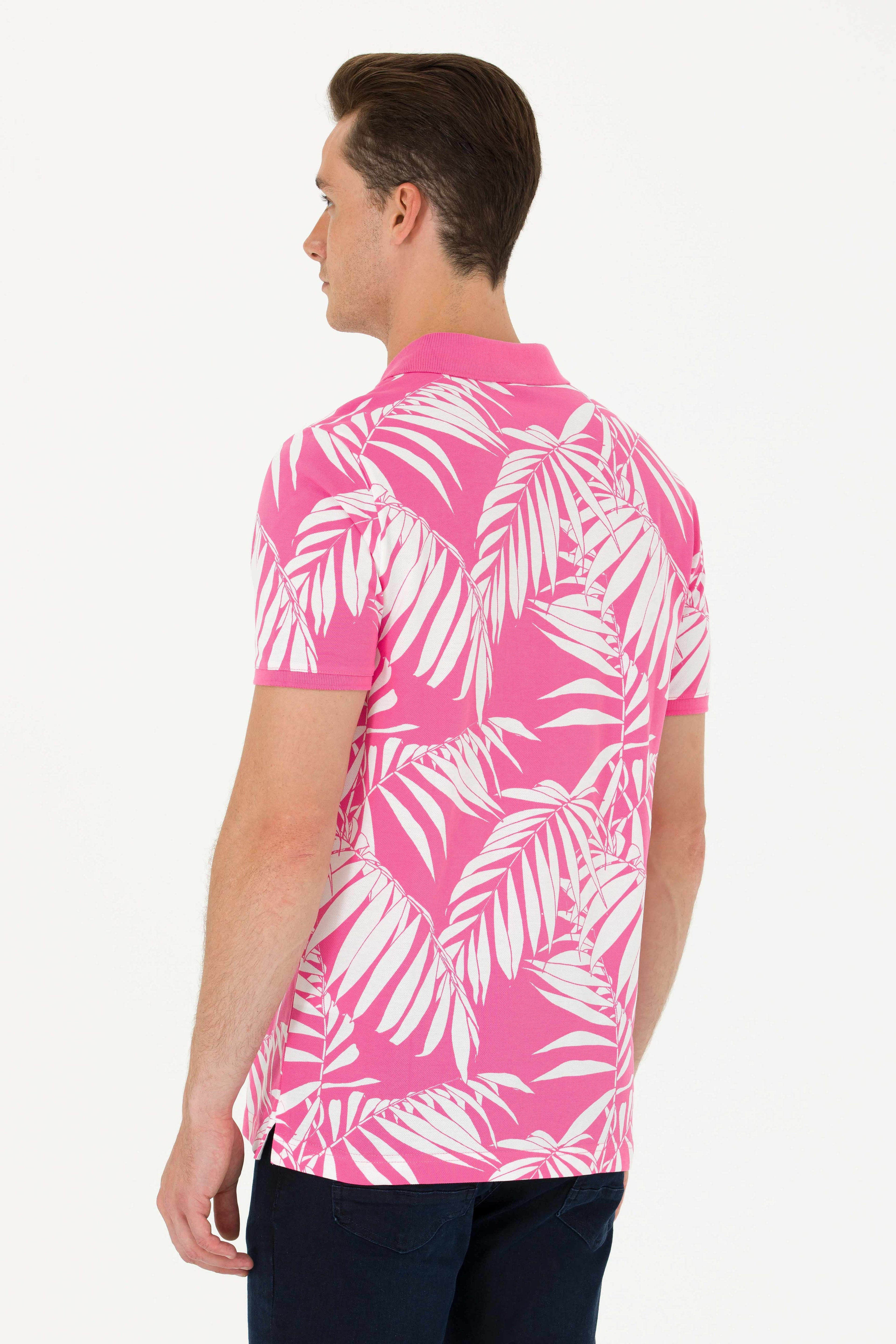 Erkek Regular Fit Polo Yaka Pembe Tişört - Image 5