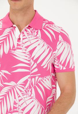 Erkek Regular Fit Polo Yaka Pembe Tişört - 50263533044