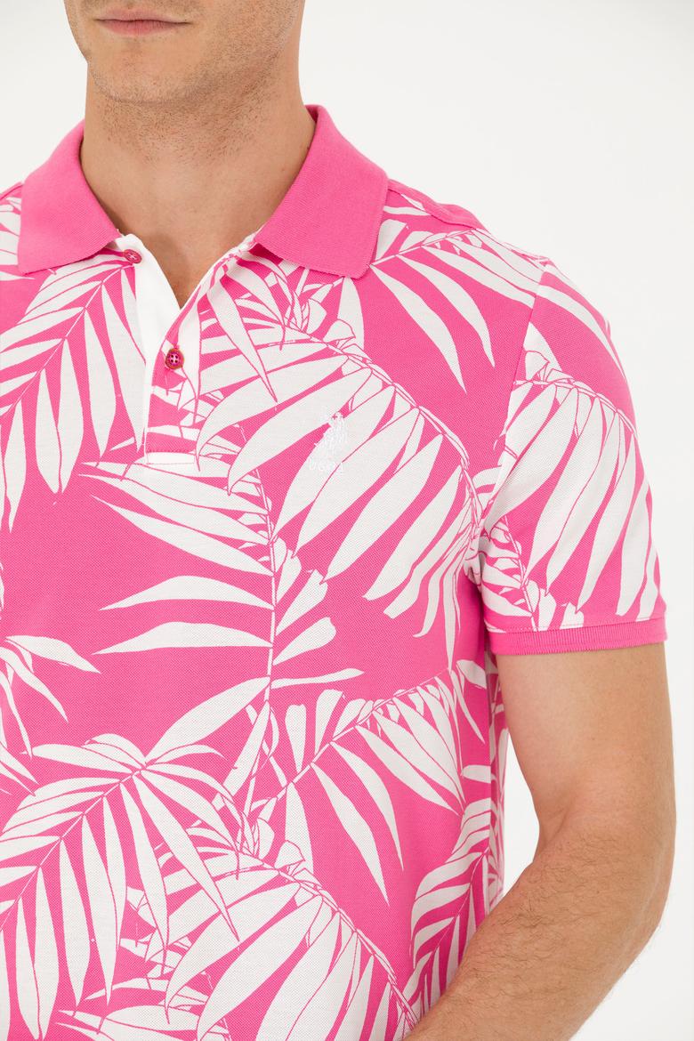 Erkek Regular Fit Polo Yaka Pembe Tişört - 50263533044