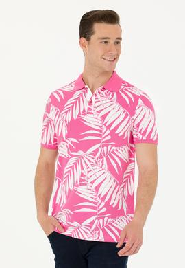 Erkek Regular Fit Polo Yaka Pembe Tişört - 50263533044