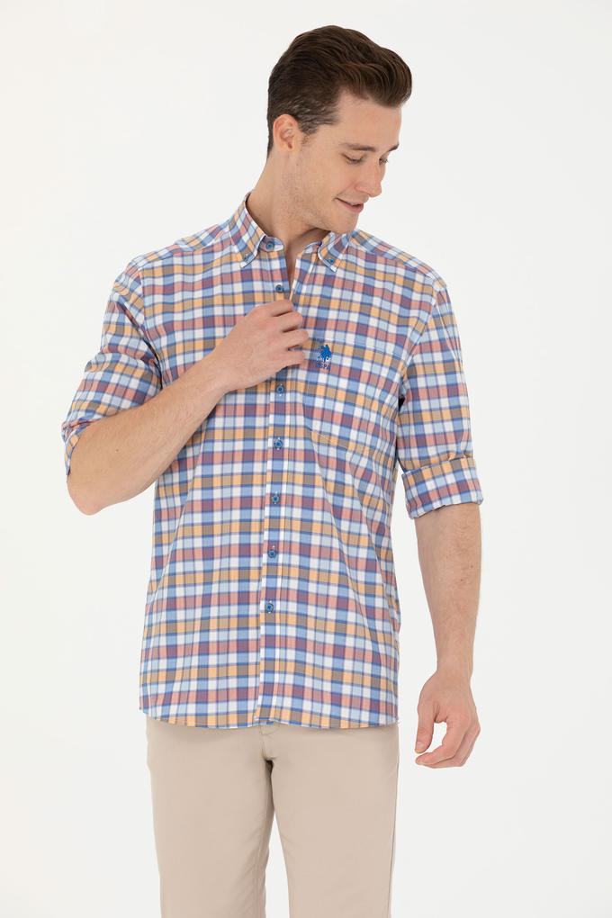 Erkek Saks Uzun Kollu Gömlek