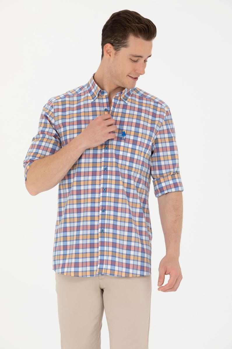 Erkek Saks Uzun Kollu Gömlek