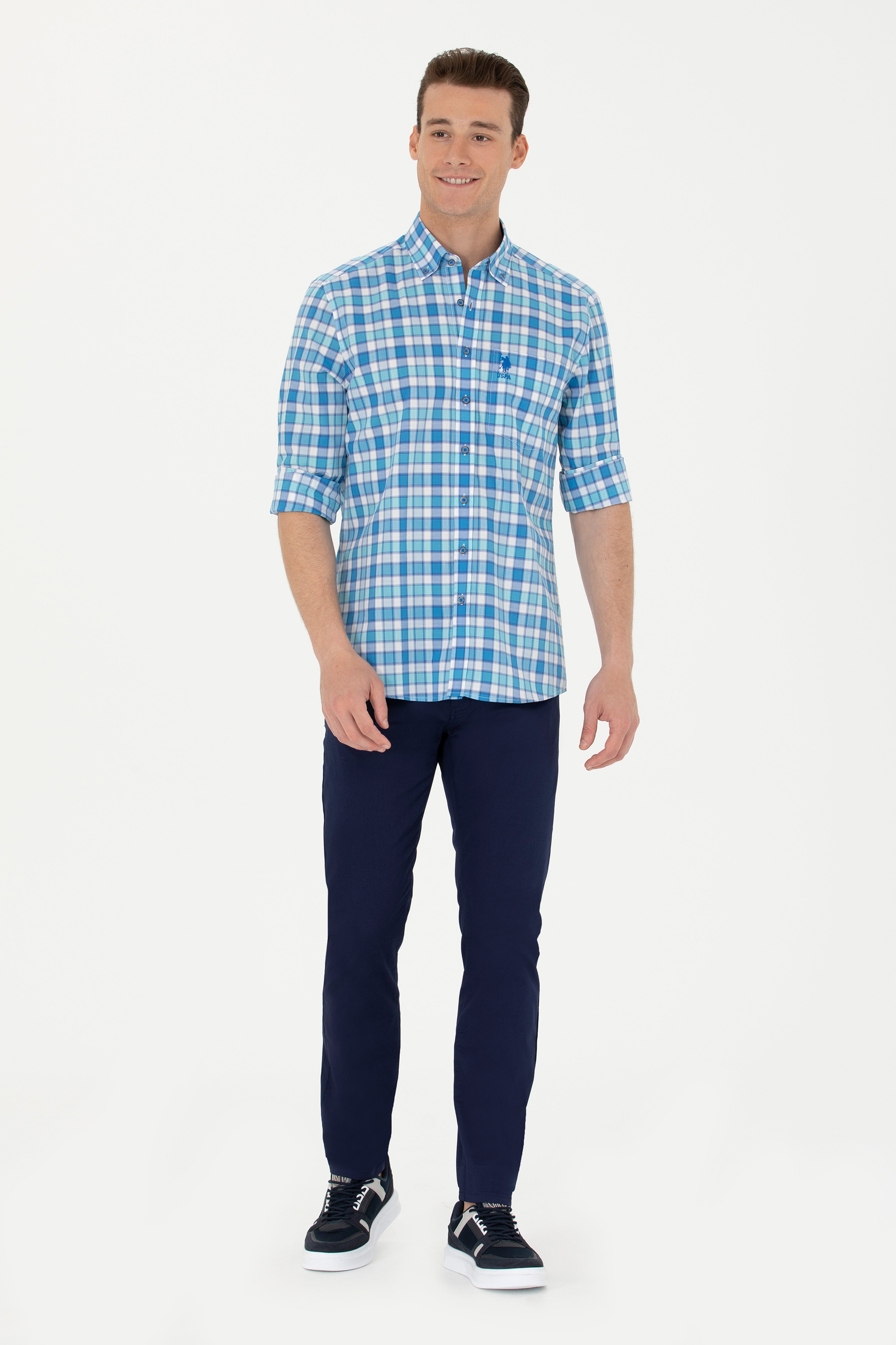 Erkek Slim Fit Lacivert Kanvas Pantolon - Image 1