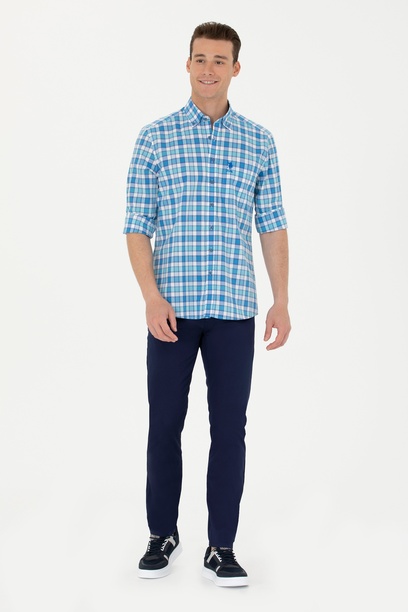 Erkek Slim Fit Lacivert Kanvas Pantolon