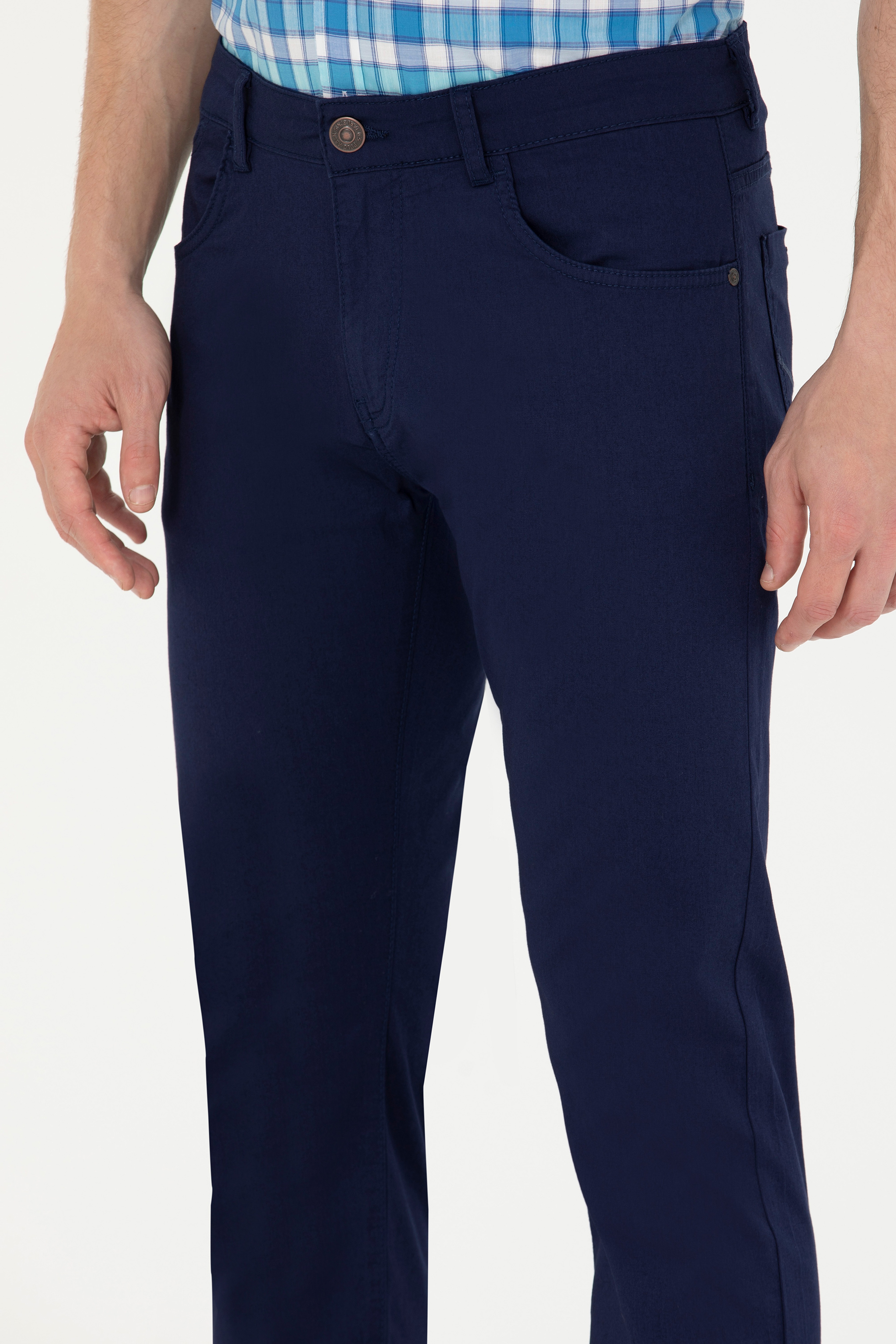 Erkek Slim Fit Lacivert Kanvas Pantolon - Image 6