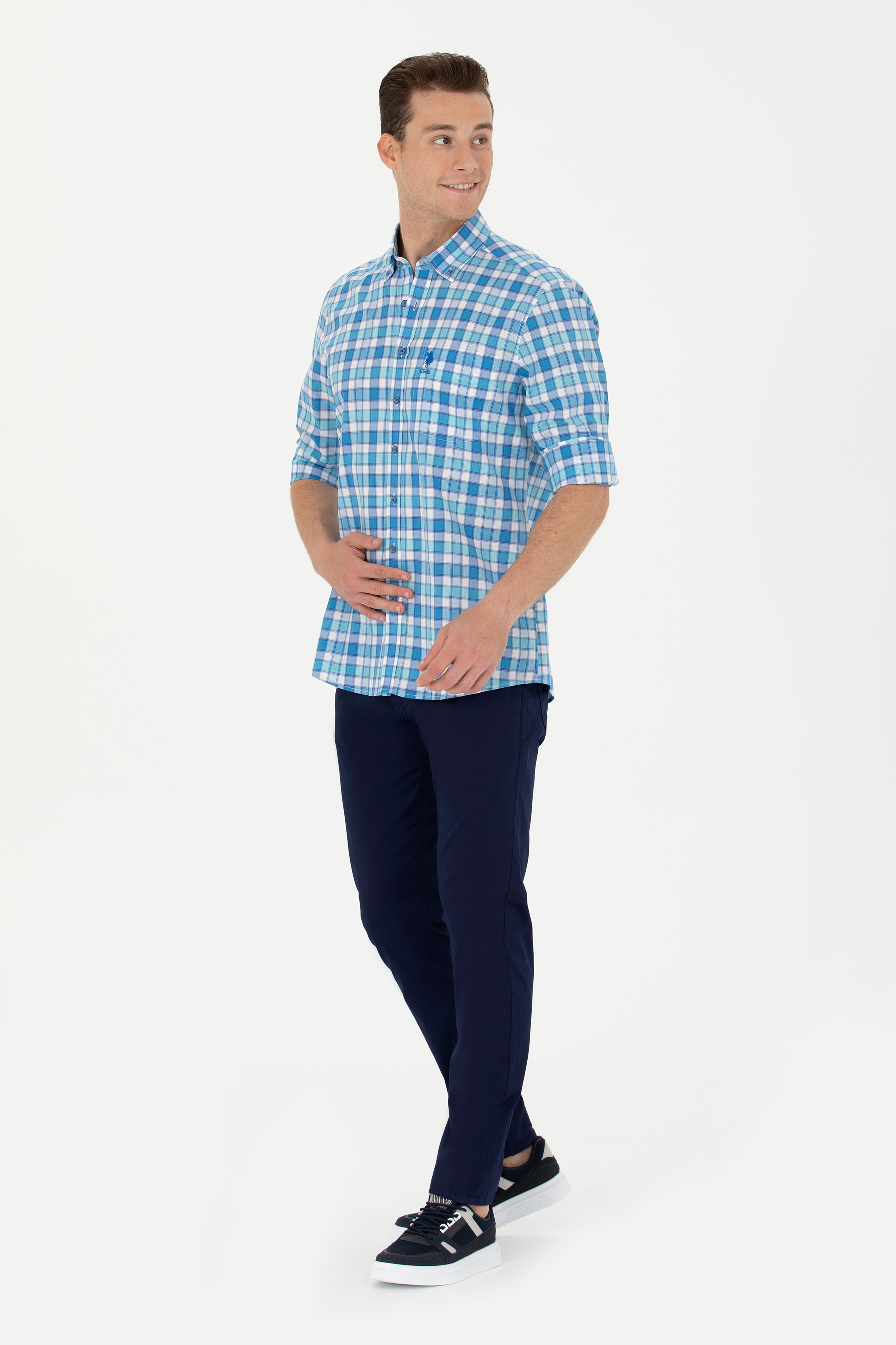 Erkek Slim Fit Lacivert Kanvas Pantolon
