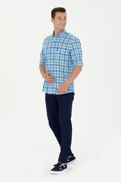 Erkek Slim Fit Lacivert Kanvas Pantolon