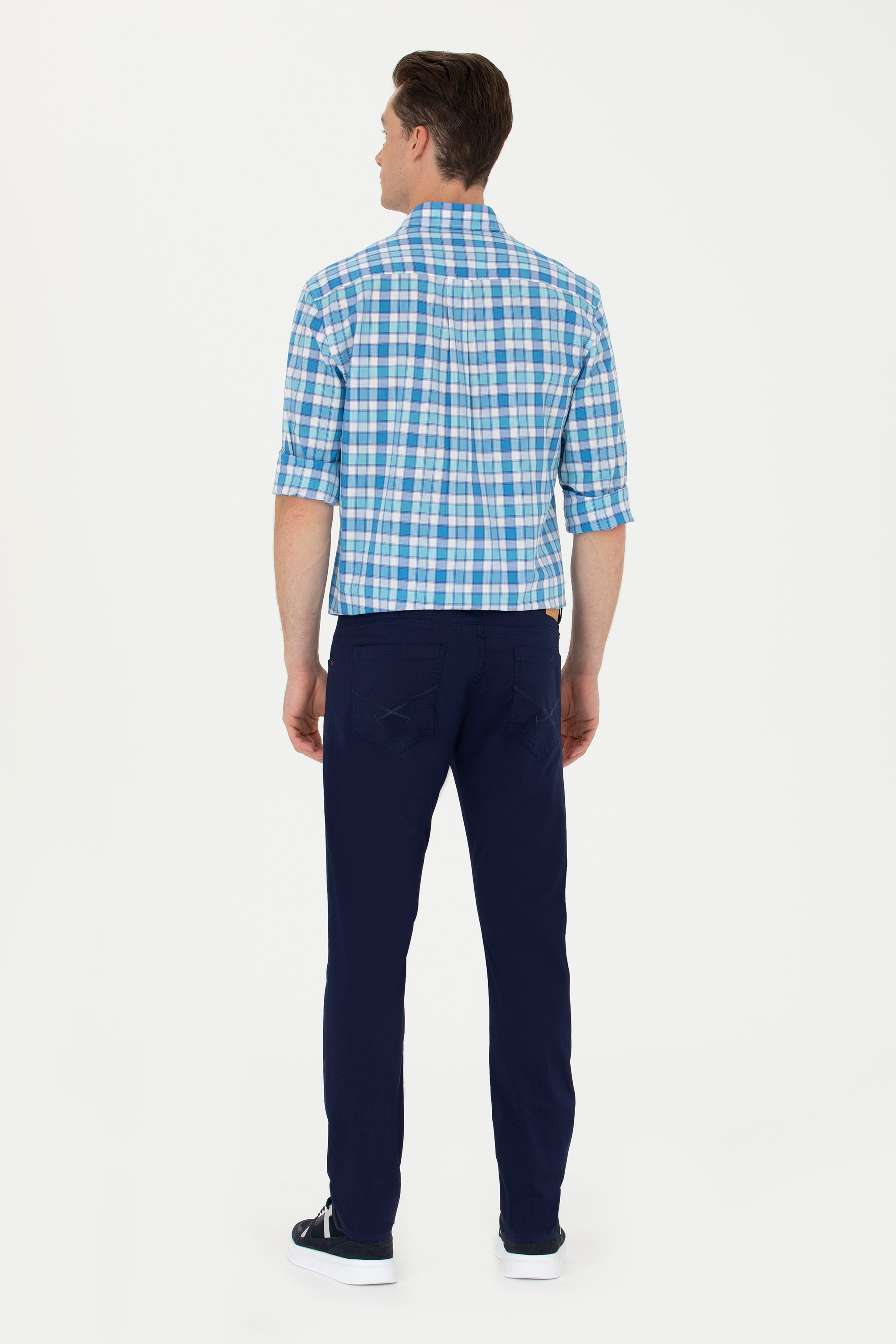 Erkek Slim Fit Lacivert Kanvas Pantolon