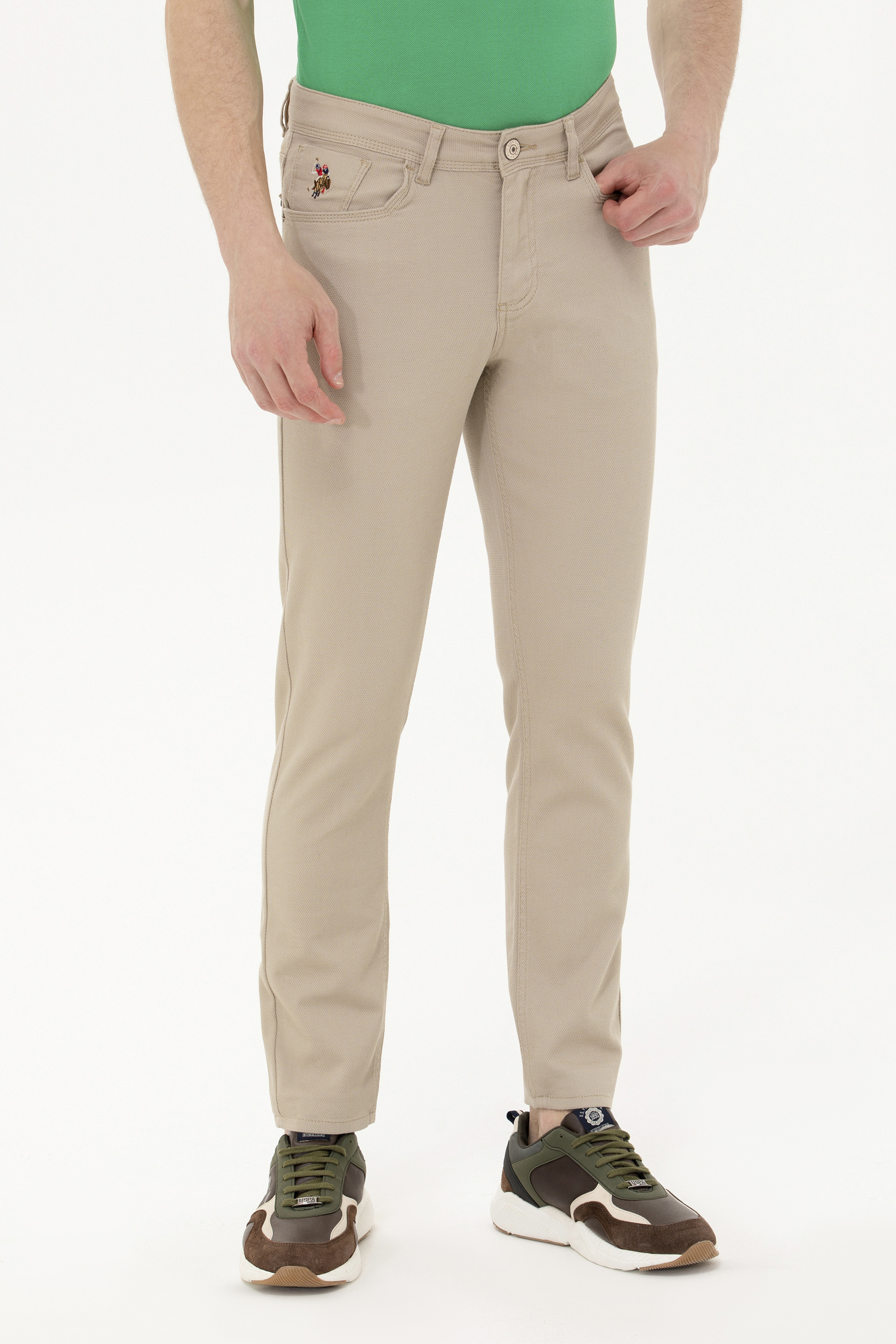 Erkek Slim Fit Haki Kanvas / Chino Pantolon