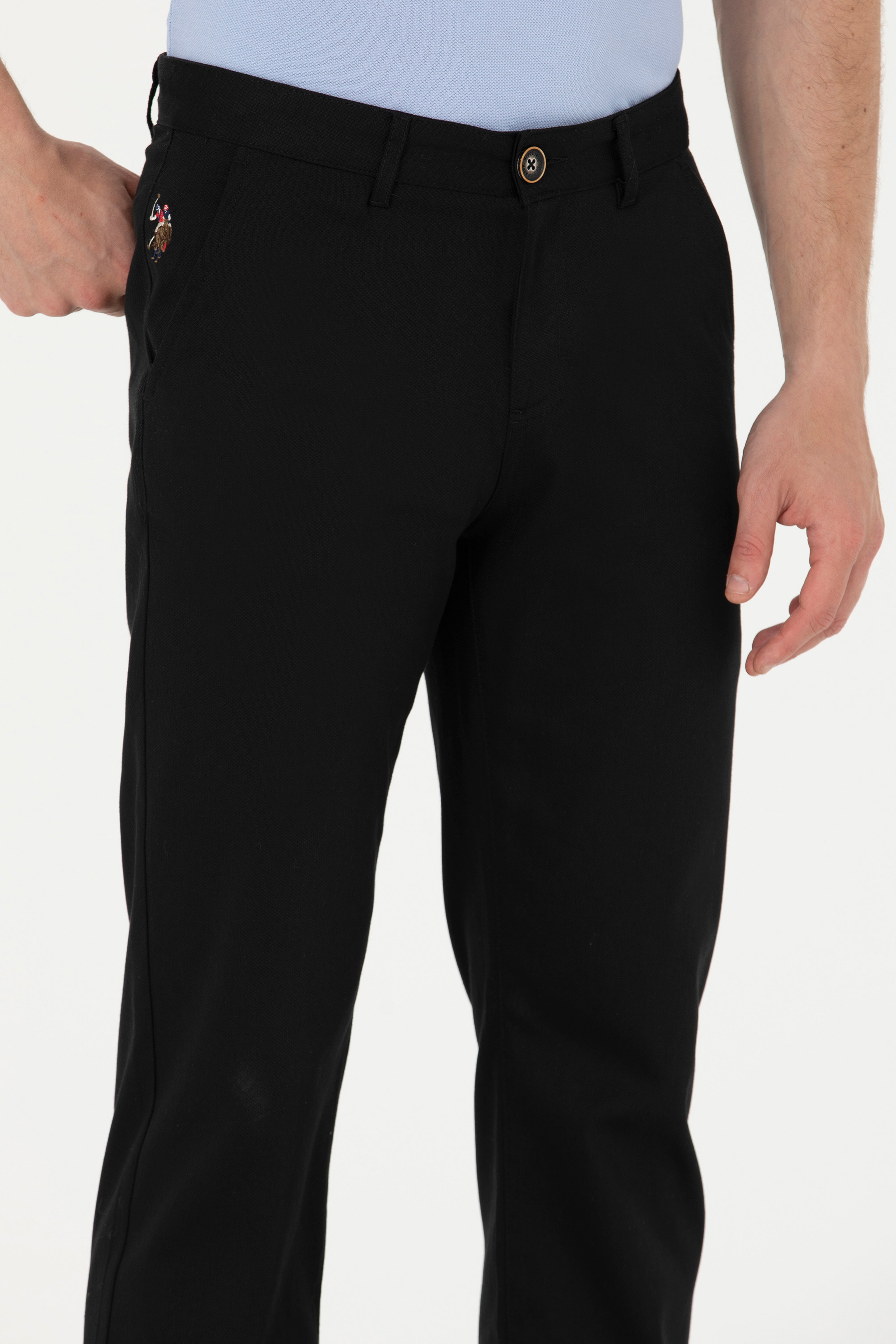 Erkek Regular Fit Siyah Kanvas / Chino Pantolon