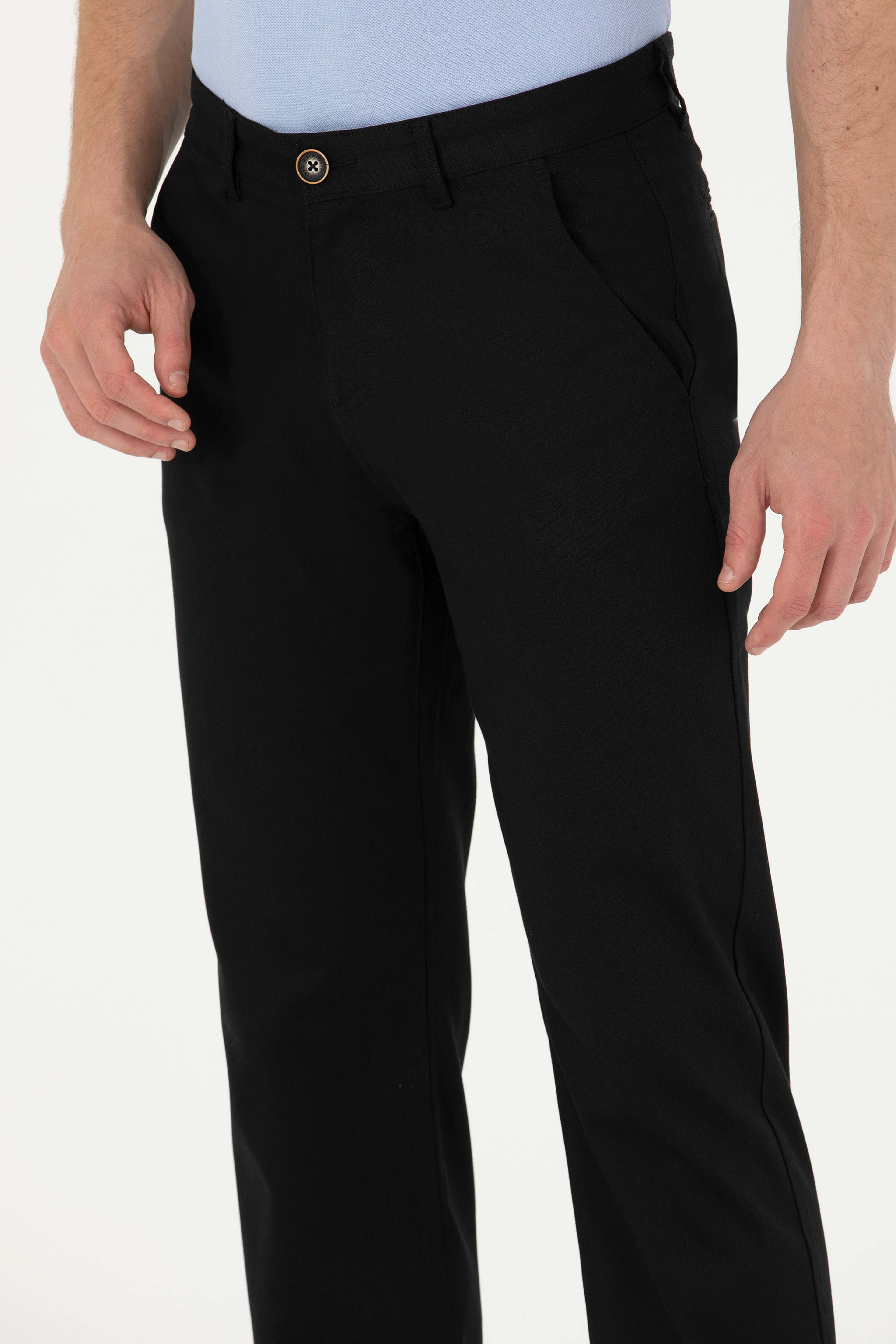 Erkek Regular Fit Siyah Kanvas / Chino Pantolon - Image 6