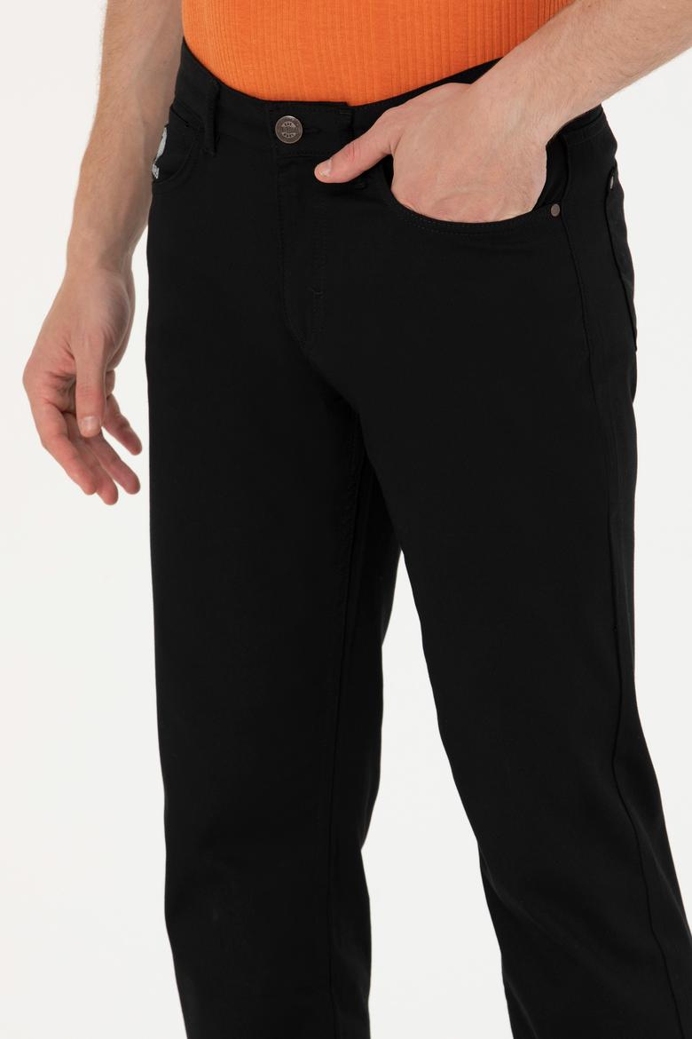 Erkek Regular Fit Siyah Kanvas / Chino Pantolon - 50266052015