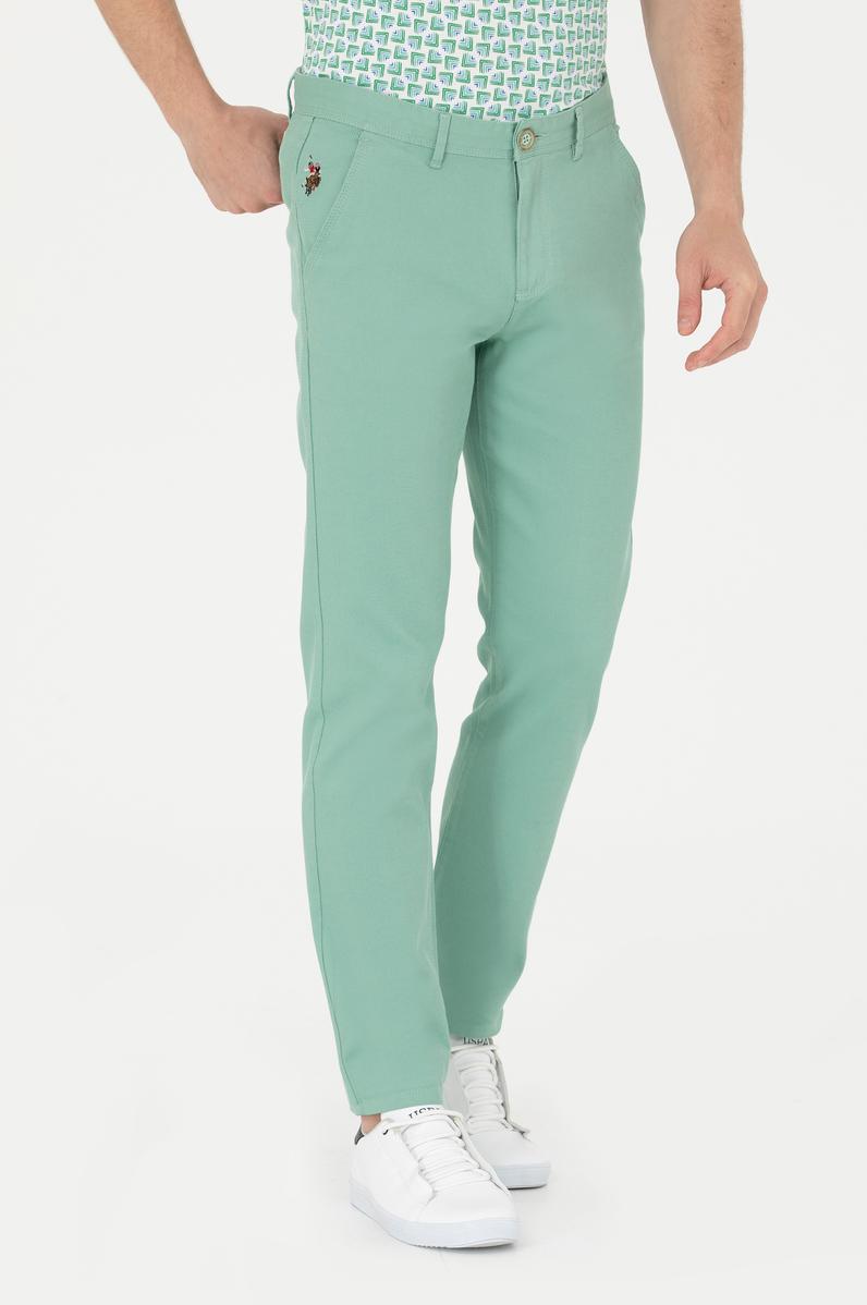 Erkek Slim Fit Koyu Yeşil Kanvas / Chino Pantolon