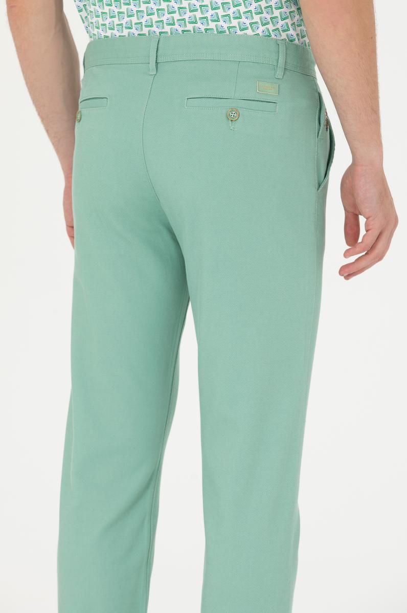 Erkek Slim Fit Koyu Yeşil Kanvas / Chino Pantolon