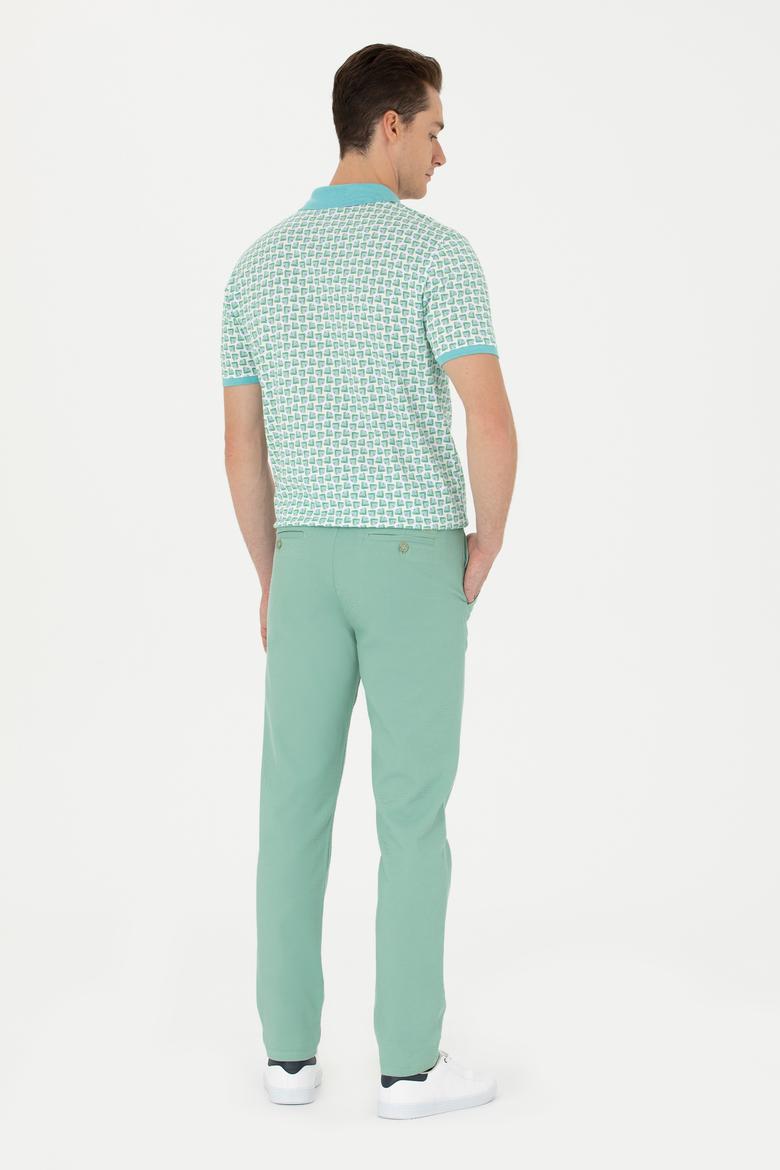 Erkek Slim Fit Koyu Yeşil Kanvas / Chino Pantolon - 50266090053