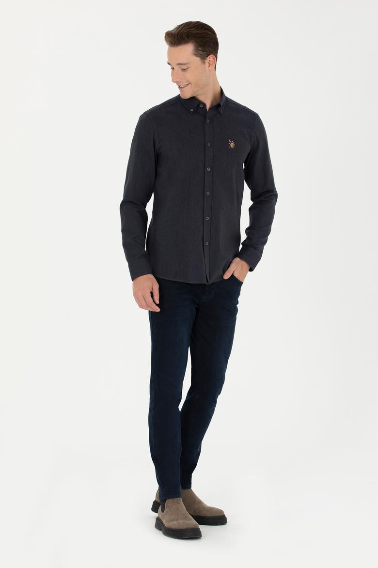Erkek Lacivert Uzun Kollu Basic Gömlek - 50271275015
